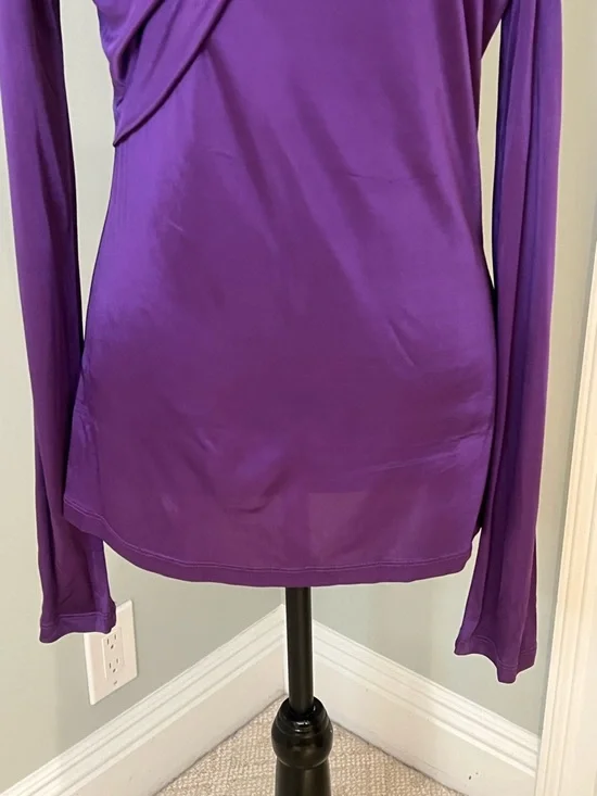 Versace Jeans Purple Draped Long Sleeve Shirt | US SZ 10 | Preowned | - Picture 5 of 11